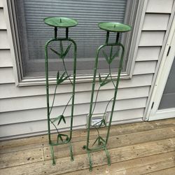 Bamboo Floor Standing Candle Holders 