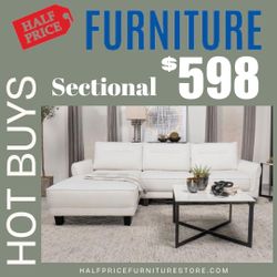 Lowest Price In Town, White Modern Fabric Sectional 