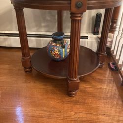 Two end tables, all wood