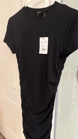 Theory Black Ruched T-Shirt Dress
