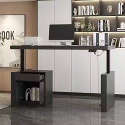 L-Shaped Adjustable Height Standing Desk, Black