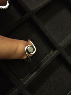 Sterling Silver with twist round black CZ Ring