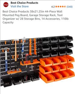 NEW Pegboard w/Bins & Accessories