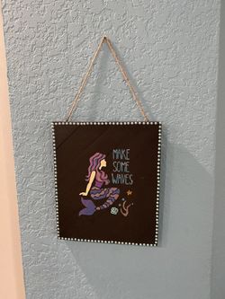 Handmade handpainted By a local artist, this is an original by the one and only Shannon and Fox, painted acrylic with hemp borders and hemp rope to h