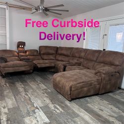 Free Curbside Delivery! Sectional Couch With Back Massagers, Electric Recliners, And Reading Lights
