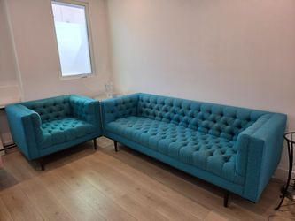 MCM Teal Joybird Sofa & Chair Set