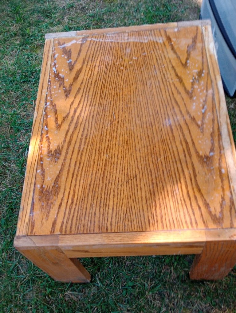 Heavy Wooden Table, 20 1/2 By 27 1/2 , 18 Tall