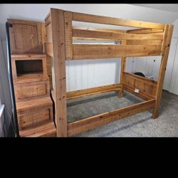Solid Wood Storage Bunk Bed 