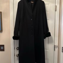 Size 1X Black Wool Coat With Hood