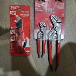 Milwaukee Plier Set And Knife 