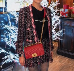 Authentic Chanel Boy Bag Small Caviar Red