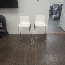 2 White Modern Bar Stools 