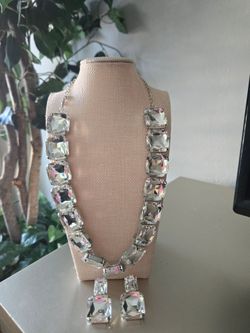Large Crystal Statement Necklace and Earring Set