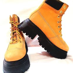 Timberland Platform Boots Womens Wheat Sky Lace Up (Size 7.5)