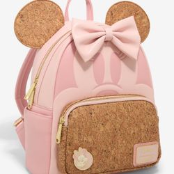 Loungefly Disney Minnie Mouse Corkboard Pin Display Ears Mini Backpack with Pin