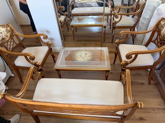 Antique bench set and table