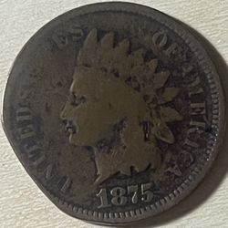 CLIP!! 1875 Indian Head Cent w/Small Clip
