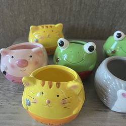 Colorful Animal Pots With Drainage Hole