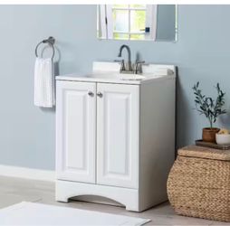 25 in. Bath Vanity with White Marble Top