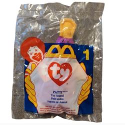 Vintage 1996 McDonald's Ty Patti Toy Animal #1 New