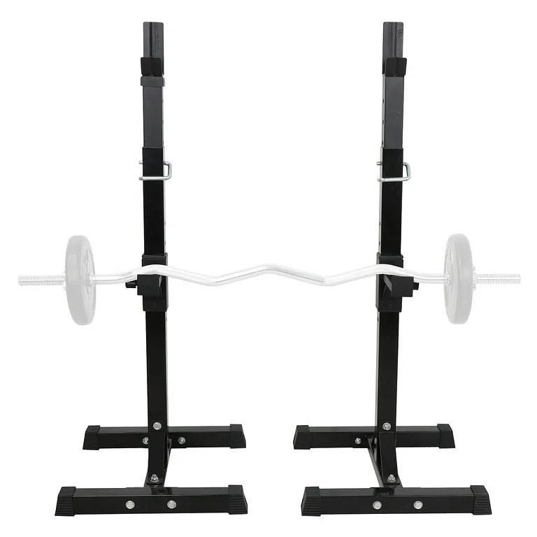 New Black Steel Squat Rack Adjustable Barbell Free-press Bench, Black 550 lb