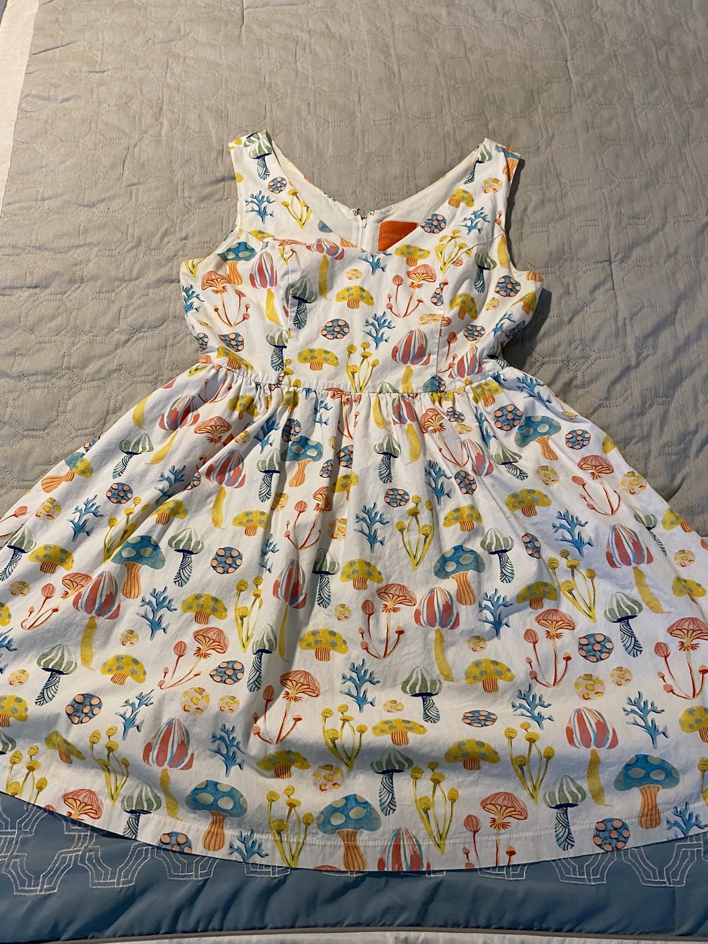 Modcloth Fit And Flare Sundress Size Large Mushroom