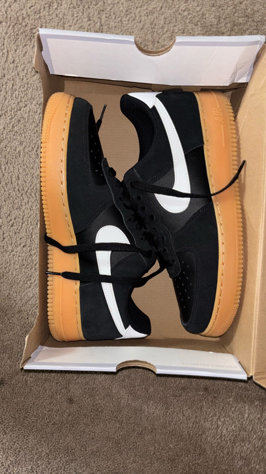 Nike Air Force 1 Black Suede Gum
