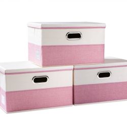 Large Collapsible Storage Bins with Lids [3-Pack] Fabric Foldable Storage Boxes Organizer Containers Baskets Cube with Cover for Home Bedroom Closet O