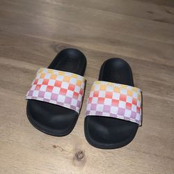 Vans Range Girls Kids Checkerprint Slide Sandals Size 11 Used 
