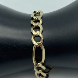14kt Yellow Gold Solid Figaro Link Bracelet 9”