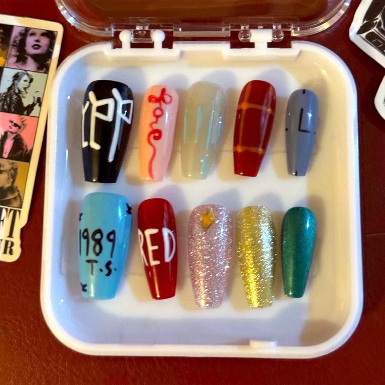 CUSTOM MADE Taylor Swift Inspired Multi-Theme Medium Coffin Shaped Faux Nails