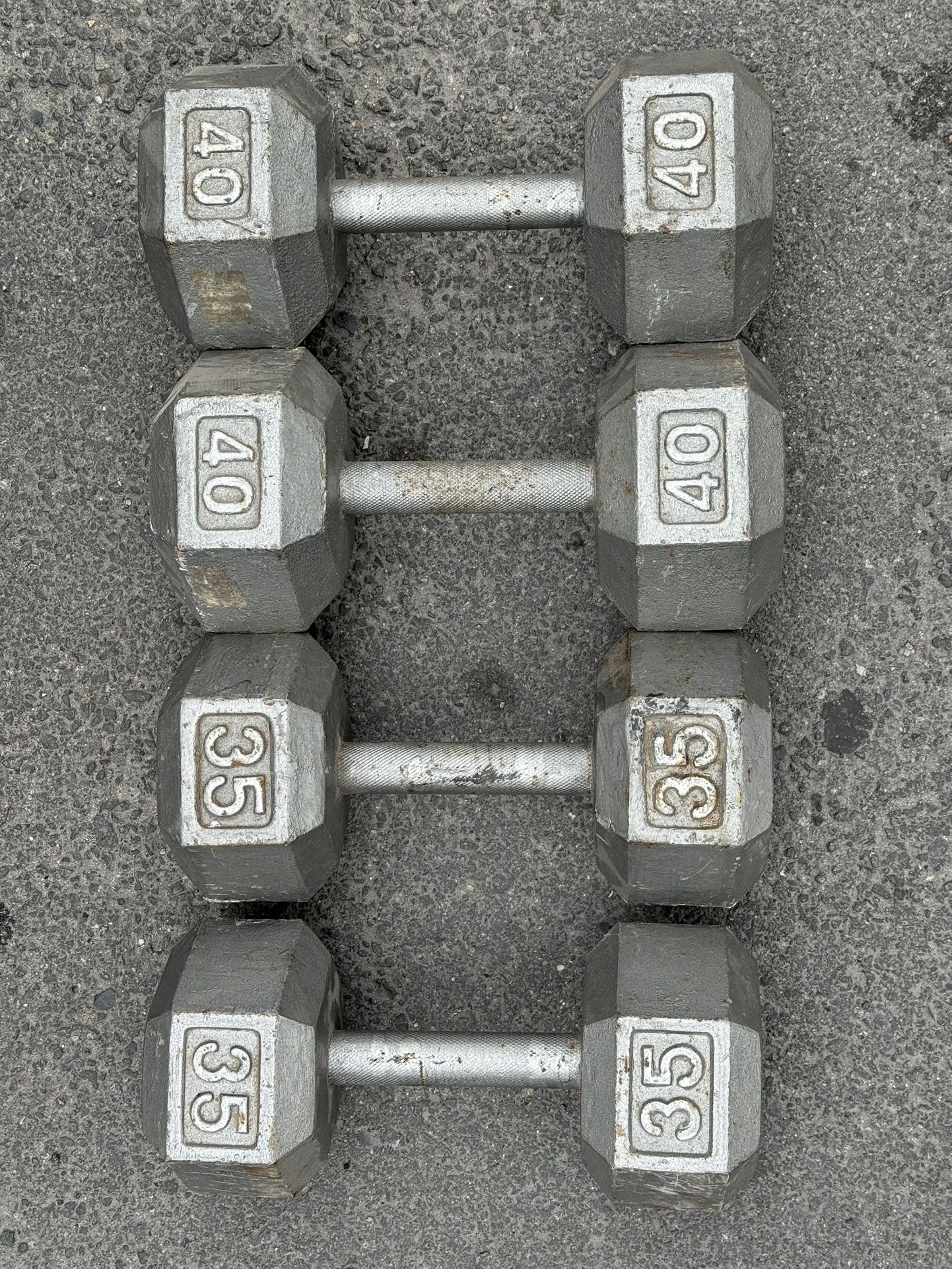 Dumbbells 40lb And 35lbs Set In Solid Condition Workout Weights