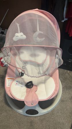 Pink Baby Bouncer Seat with Canopy