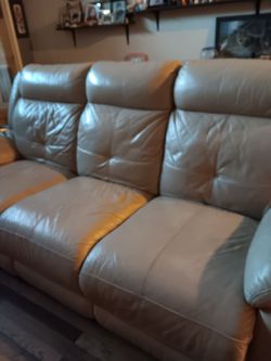 Beige Leather Sofa Recliner