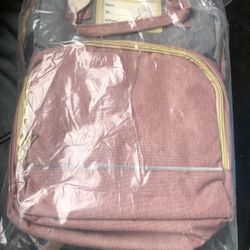 Brand New Pink and Grey Diaper Bag/Backpack with USB Charging Port and more