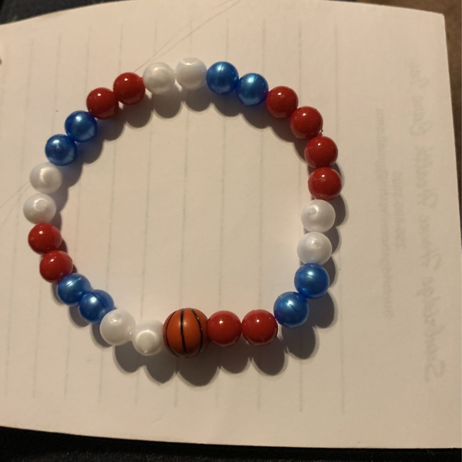 Red, Blue, And White Basketball Bracelet