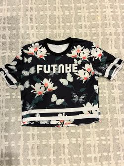 Black Floral Crop Top