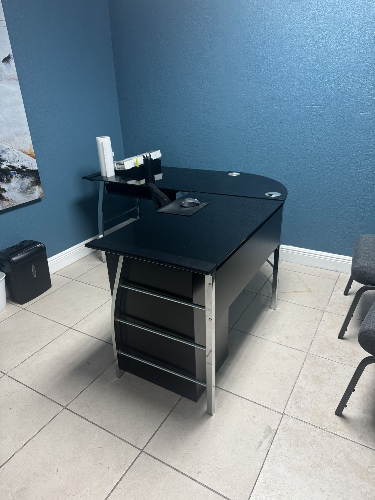 Modern Black Glass Office Desk – $120 OBO