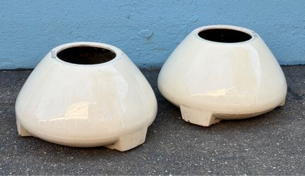 Pair of vintage ceramic Coolex evaporated water cooler vessels