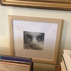 New Framed Art Print Natural Wood Frame 11x11” original photograph French woman portrait eyes girl wall art