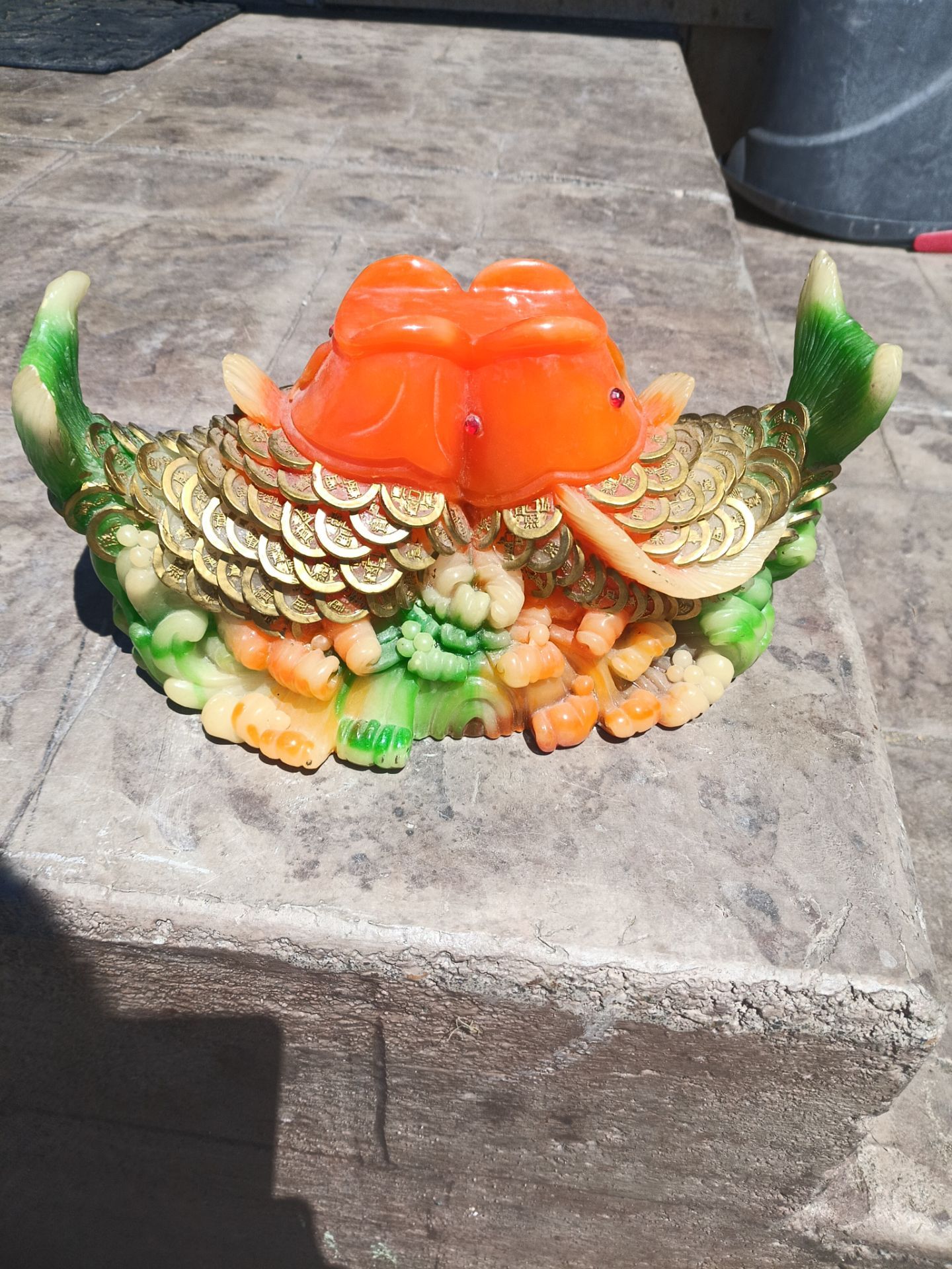 Koi fish resin statue vintage