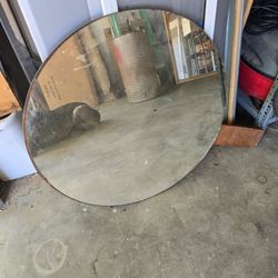 Mirror, vintage vanity mirror, round, 28 in