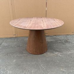 Brand New 48” Round Walnut Pedestal Dining Table – Crate & Barrel / West Elm Style