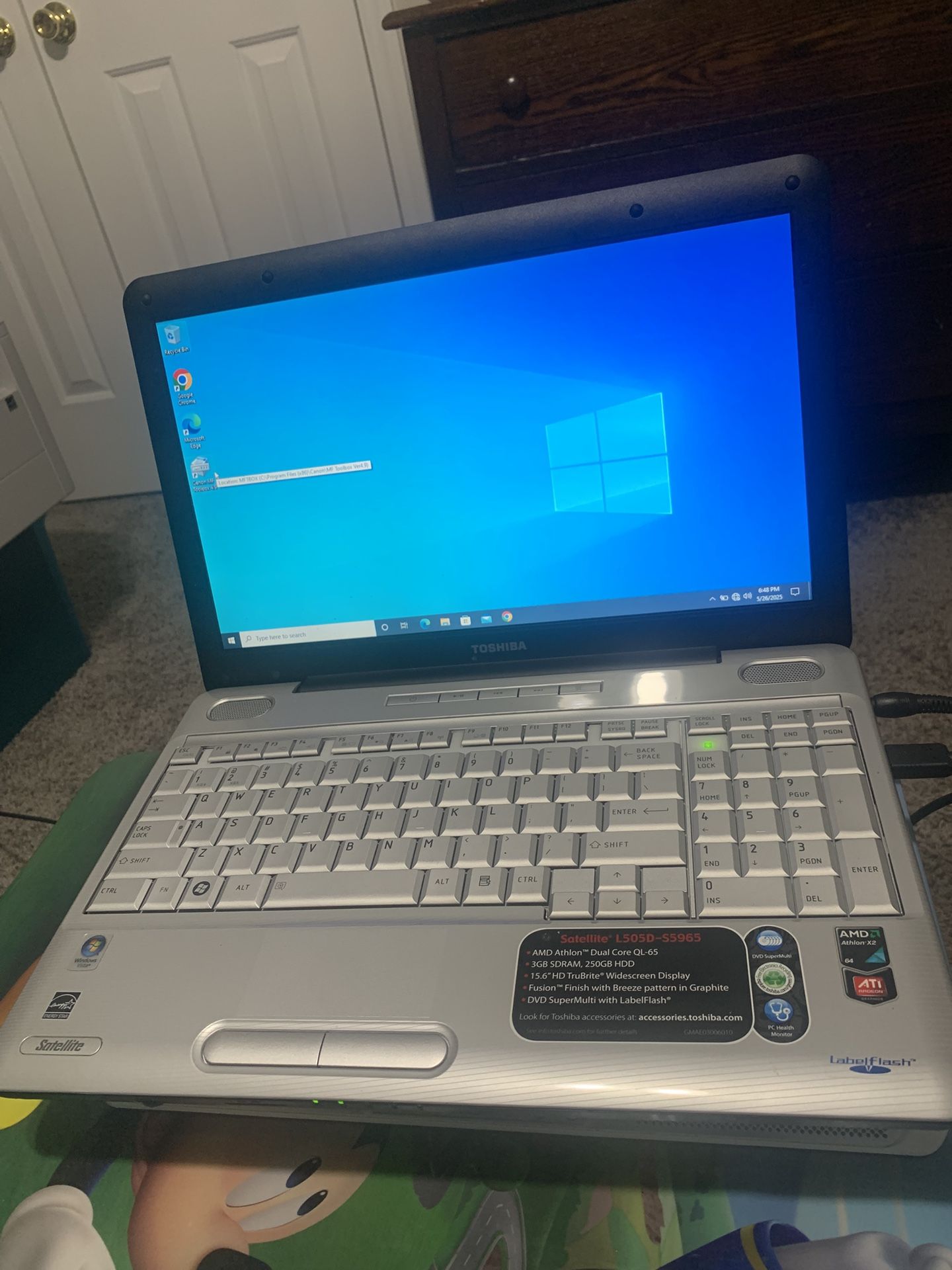 Toshiba laptop with canon printer