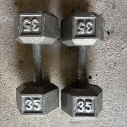 2-35lb Metal Dumbbells