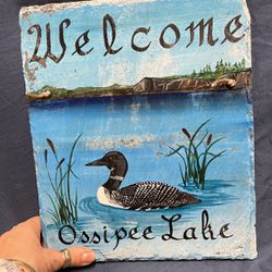 Welcome Duck Sign Ossipee Lake Slate 