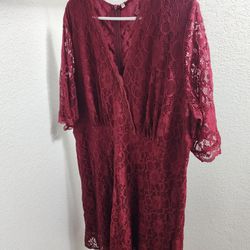 Burgundy plus size dress 