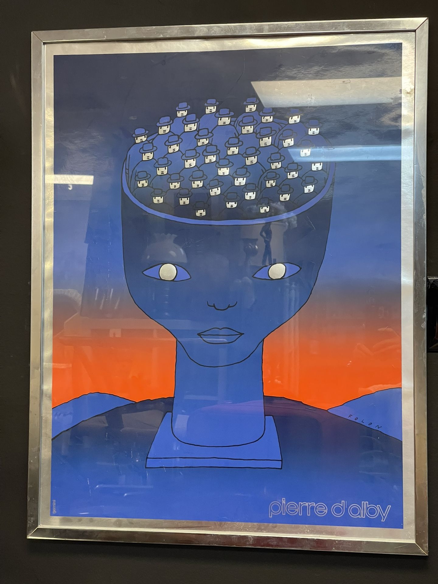 Jean Michel Folon Pierre D’Alby Mid century framed art