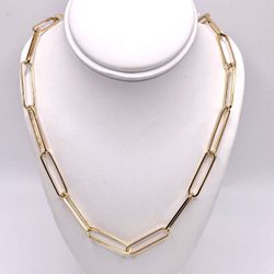 Paper Clip Necklace 14k Yellow Gold Filled Chain Oro Laminado 