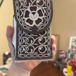 Handcrafted Leather Phone Holster with Celtic Design